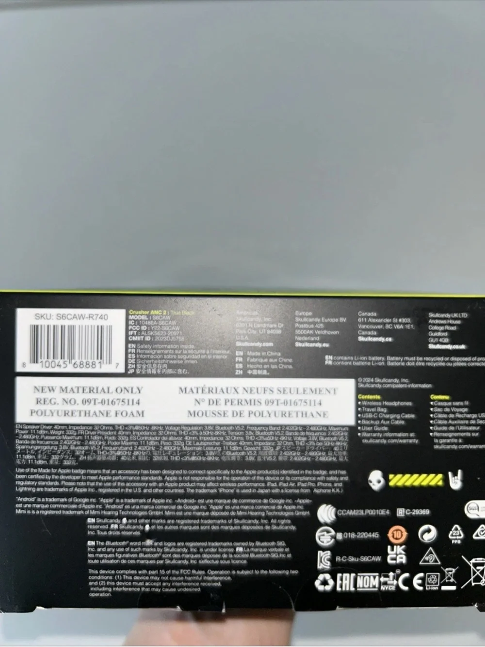 Skullcandy Crusher ANC 2 Wireless Bluetooth Headphones Black, Noise-Cancelling